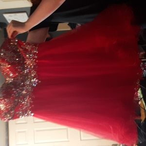 Dance queen red mini dress lace up back